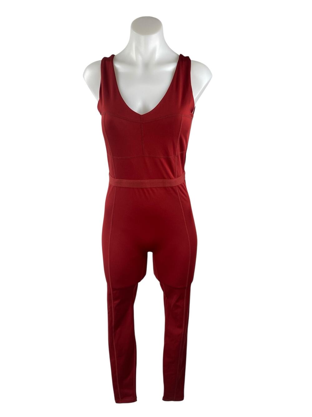 Fabletics Motion365+ Red Open Back Yoga Athletic Activewear Jumpsuit Romper Sz M